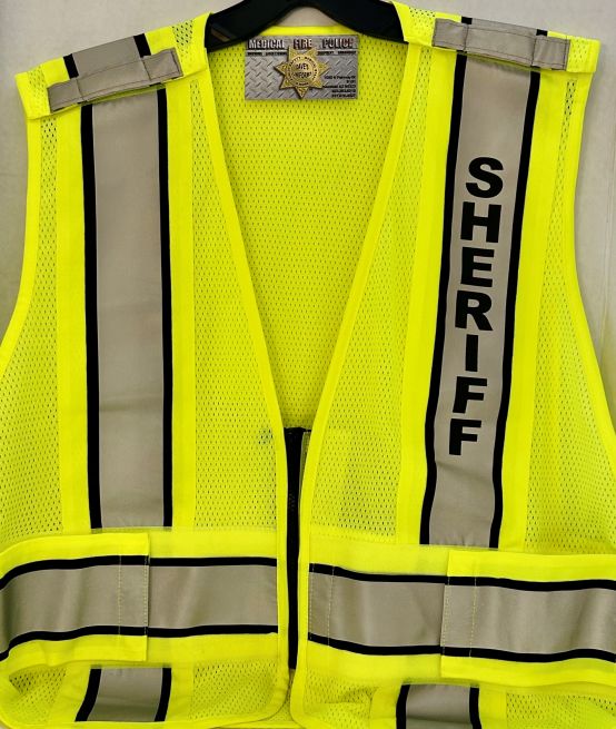 SHERIFF HI-VISIBILITY TRAFFIC VESTS - ANSI CLASS 3 COMPLIANT.